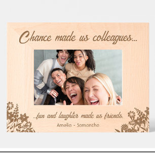 Bloemen Collega's Namen Gegraveerd Houten Frame 