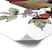 Bloemen Combat laarzen met bloemen & vlinders Poster (Hoek)