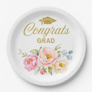 Bloemen Congrats Grad Borden Roze Pioen Boho Papieren Bordje