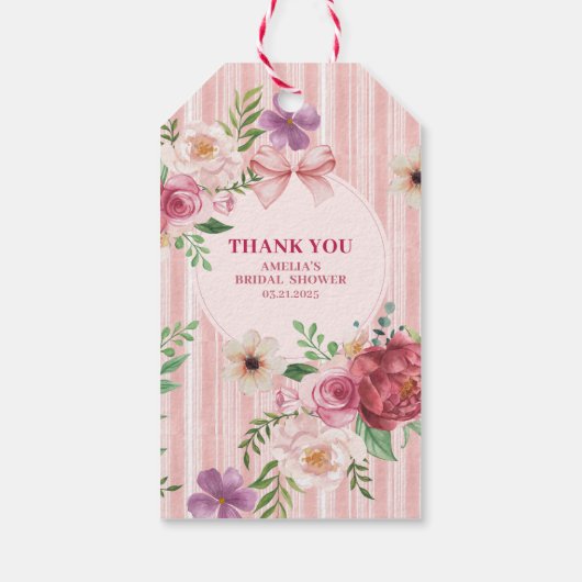  bloemen Coquette boog vrijgezellenfeest gunst Cadeaulabel (Achterkant)