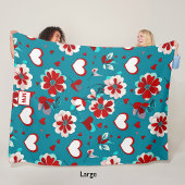 Bloemen Coquette harten en bloemen monogram Fleece Deken