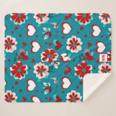Bloemen Coquette harten en bloemen monogram Sherpa Deken (Voorkant (horizontaal))