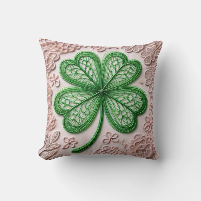 Bloemen coquette kant shamrock St Patrick's day Kussen (Voorkant)