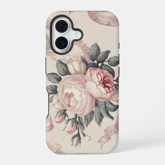Bloemen Coquette Patroon iPhone 16 Hoesje (Achterkant)