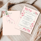 Bloemen Coquette Roze Bow  Hotel Bruiloft Informatiekaartje