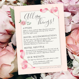 Bloemen Coquette Roze Bow Vintage bruiloft Details Informatiekaartje