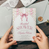  Bloemen Coquette Roze Bow Vrijgezellenfeest Kaart