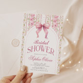  Bloemen Coquette Roze Bow Vrijgezellenfeest Kaart