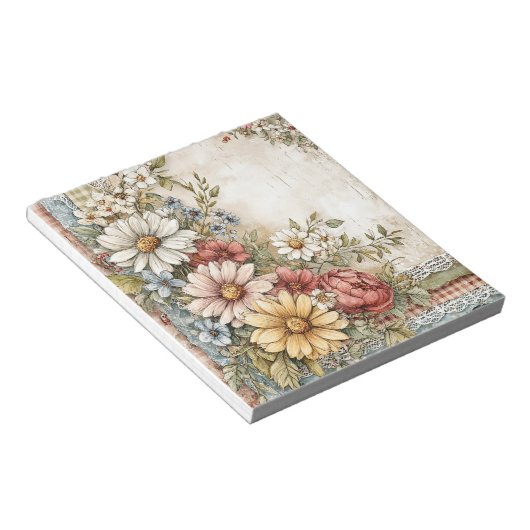  Bloemen Cottage Boerderij Stationery Notitieblok (Schuin)