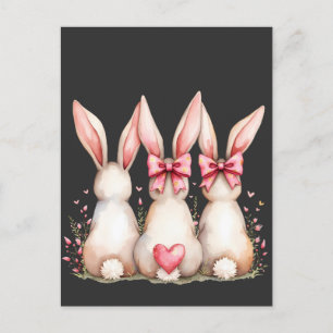 Bloemen Cottontail Bunny Coquette Bow Konijn Pasen Aankondigingskaart
