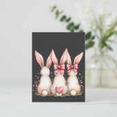 Bloemen Cottontail Bunny Coquette Bow Konijn Pasen Briefkaart (Staand voorkant)
