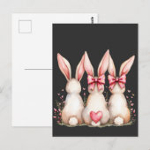 Bloemen Cottontail Bunny Coquette Bow Konijn Pasen Briefkaart (Voorkant / Achterkant)