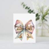 Bloemen Cottontail Bunny Coquette Bow Konijn Pasen Feestdagenkaart (Staand voorkant)