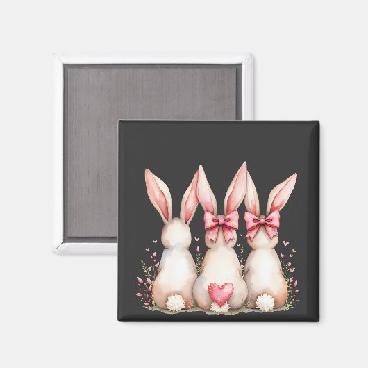 Bloemen Cottontail Bunny Coquette Bow Konijn Pasen Magneet (Voorkant / Achterkant)