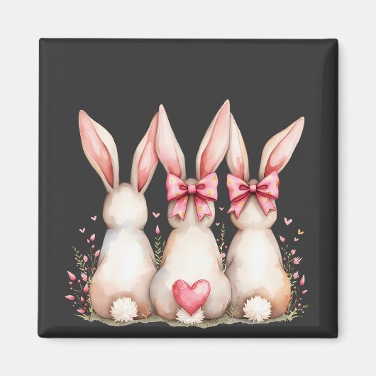 Bloemen Cottontail Bunny Coquette Bow Konijn Pasen Magneet (Voorkant)