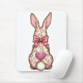 Bloemen Cottontail Bunny Coquette Bow Konijn Pasen Muismat (Met muis)