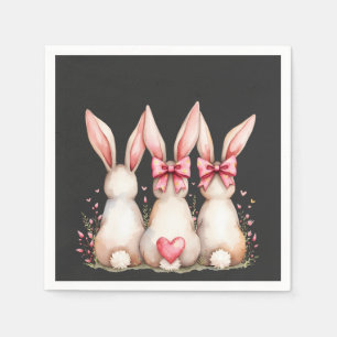 Bloemen Cottontail Bunny Coquette Bow Konijn Pasen Servet