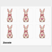 Bloemen Cottontail Bunny Coquette Bow Konijn Pasen Vierkante Sticker (Vel)