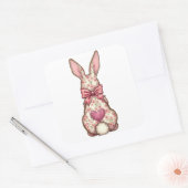 Bloemen Cottontail Bunny Coquette Bow Konijn Pasen Vierkante Sticker (Envelop)