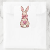 Bloemen Cottontail Bunny Coquette Bow Konijn Pasen Vierkante Sticker (Tas)