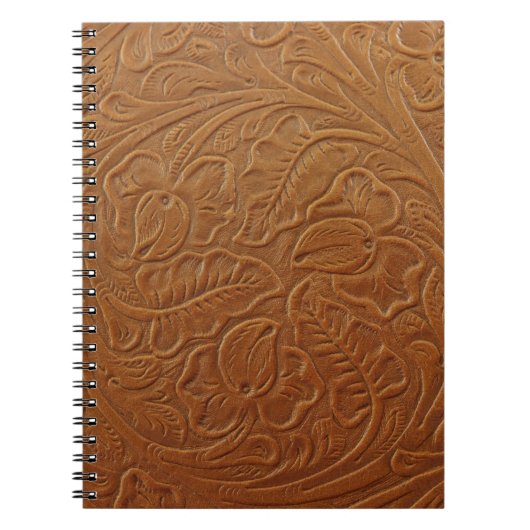 Bloemen cowboy western decor, bruin bruin leer. notitieboek (Voorkant)