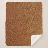 Bloemen cowboy western decor, bruin bruin leer. sherpa deken (Voorkant)