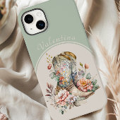 Bloemen Cowgirl Laarzen in Arch Green Gepersonalis Case-Mate iPhone Case