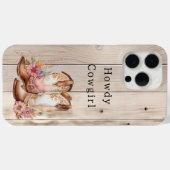 Bloemen Cowgirl Laarzen Ivoor Faux Hout gepersonal Case-Mate iPhone Case (Achterkant (horizontaal))