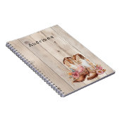 Bloemen Cowgirl Laarzen Ivoor Faux Hout gepersonal Notitieboek (Rechterzijde)