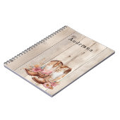 Bloemen Cowgirl Laarzen Ivoor Faux Hout gepersonal Notitieboek (Linkerzijde)
