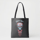 Bloemen Creepy Sugar Skull Funny Halloween Tote Bag (Voorkant)