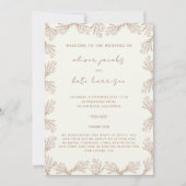 Bloemen Crème Terracotta Voor & Achterbruiloft Kaart (Voorkant)