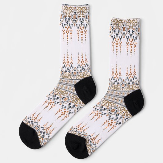 Bloemen Cross Stitch borduurwerk Etnisch ontwerp Sokken (Links)