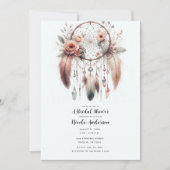 Bloemen Crystal Feather Dreamcatcher Boho Bridal Kaart (Voorkant)