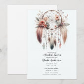 Bloemen Crystal Feather Dreamcatcher Boho Bridal Kaart (Voorkant / Achterkant)