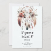 Bloemen Crystal Feather Dreamcatcher Boho Sweet 16 Kaart (Voorkant)