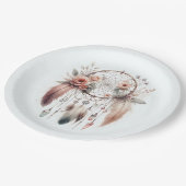 Bloemen Crystal Feather Dreamcatcher Boho Sweet 16 Papieren Bordje (Gekanteld)