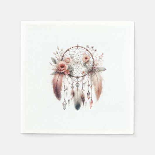 Bloemen Crystal Feather Dreamcatcher Boho Sweet 16 Servet (Voorkant)