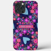 Bloemen Custom Heart Pattern BlauwInspirivity Case-Mate iPhone Case (Achterkant)