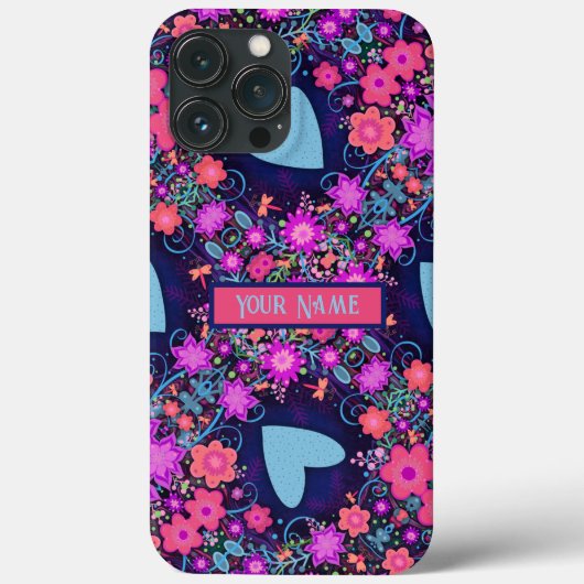 Bloemen Custom Heart Pattern BlauwInspirivity Case-Mate iPhone Case (Achterkant)