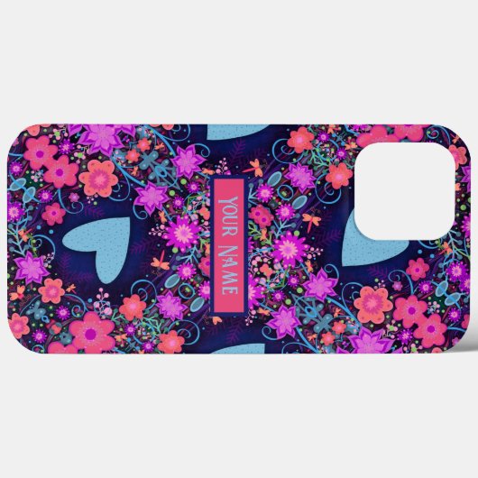 Bloemen Custom Heart Pattern BlauwInspirivity Case-Mate iPhone Case (Achterkant (horizontaal))