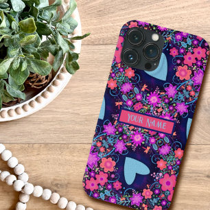 Bloemen Custom Heart Pattern BlauwInspirivity Case-Mate iPhone Case