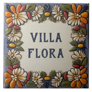 Bloemen Custom House Name Bord Sign Plaque Tegeltje