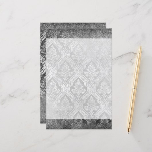  Bloemen Custom Papier Stationery - B&W (Voorkant / Achterkant in situ)