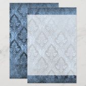 Bloemen Custom Papier Stationery - Blauw (Voorkant / Achterkant)