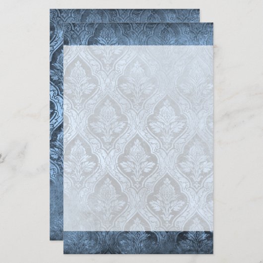 Bloemen Custom Papier Stationery - Blauw (Voorkant / Achterkant)