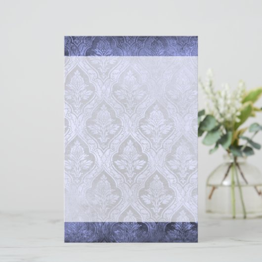 Bloemen Custom Papier Stationery - Indigo (Staand voorkant)