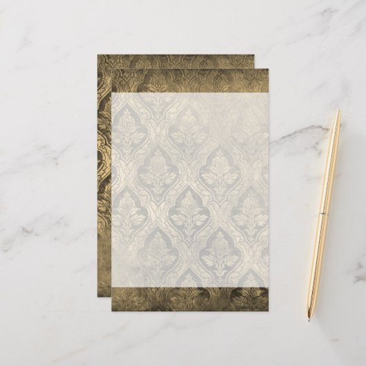 Bloemen Custom Papier Stationery - Sepia (Voorkant / Achterkant in situ)