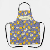 Bloemen Daffodil Bloempatroon met Aangepaste Naam Schort (Voorkant)