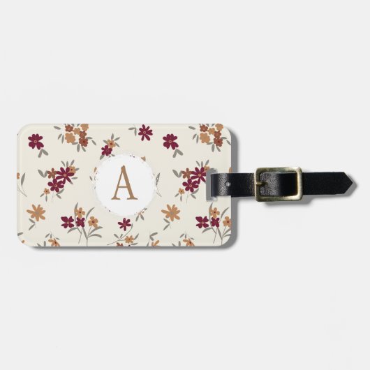 Bloemen Dainty Gold Maroon Bagagelabel (Voorkant horizontaal)